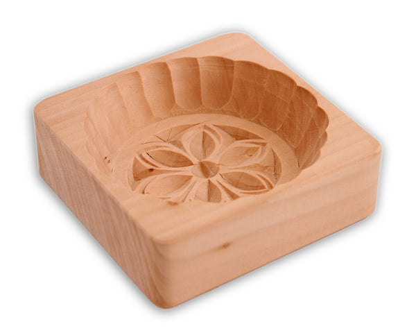 Hand Carved Wooden Butter Mold - Large Flower