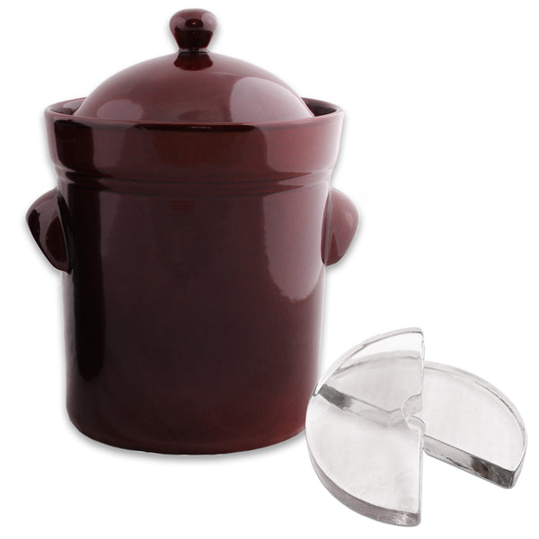 Boleslawiec Fermenting Crock - 15 Liter with Glass Weights