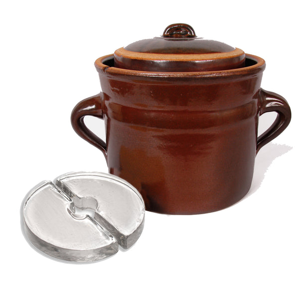 Rustic Fermenting Crock - Brown with Weights, 6L or 10L