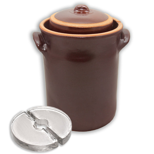 Rustic Fermenting Crock - Brown with Weights, 6L or 10L