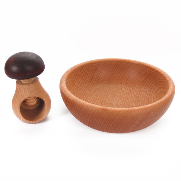 Wood Nutcracker & Bowl Gift Set