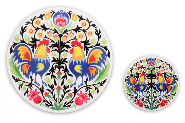 Rooster Polish Folk Art Coaster