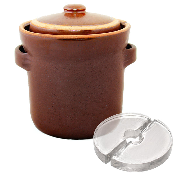 Rustic Fermenting Crock - Brown 3L or 4L with Weights