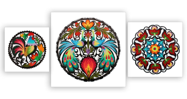 Polish Papercut Wycinanki Folk Art - Floral Medallion 15cm