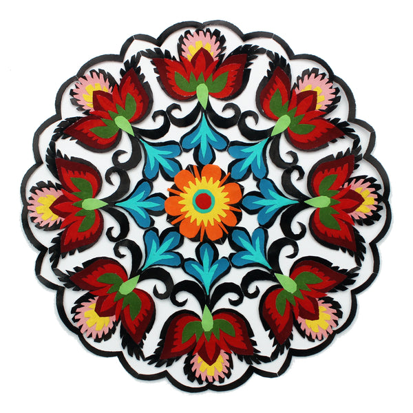 Polish Papercut Wycinanki Folk Art - Floral Medallion 15cm