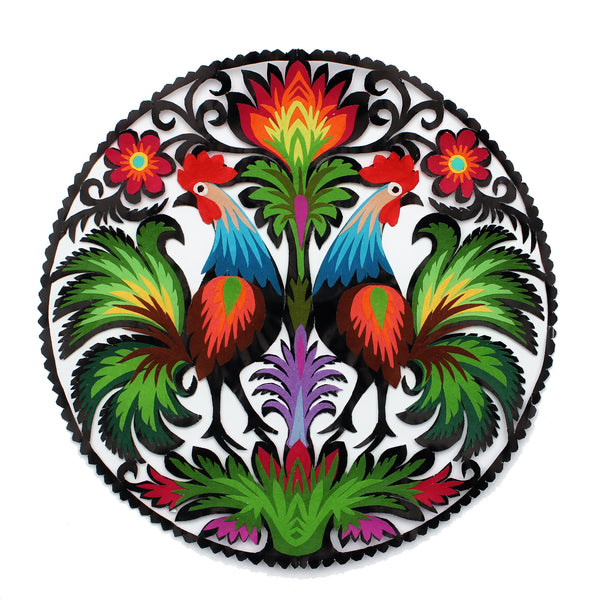 Polish Papercut Wycinanki Folk Art - Peacocks or Rooster 20cm